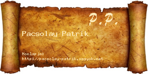 Pacsolay Patrik névjegykártya